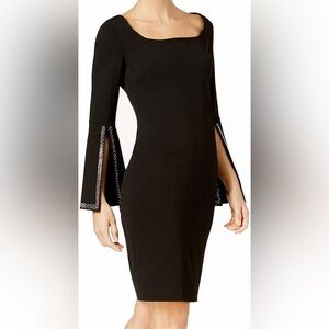 👉🏼LIKE NEW👈🏼 Calvin Klein Women's Embellished Split Sheath Dress Black 14